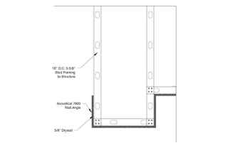 Framed studs 16” on-center to deck and inconsistent visuals